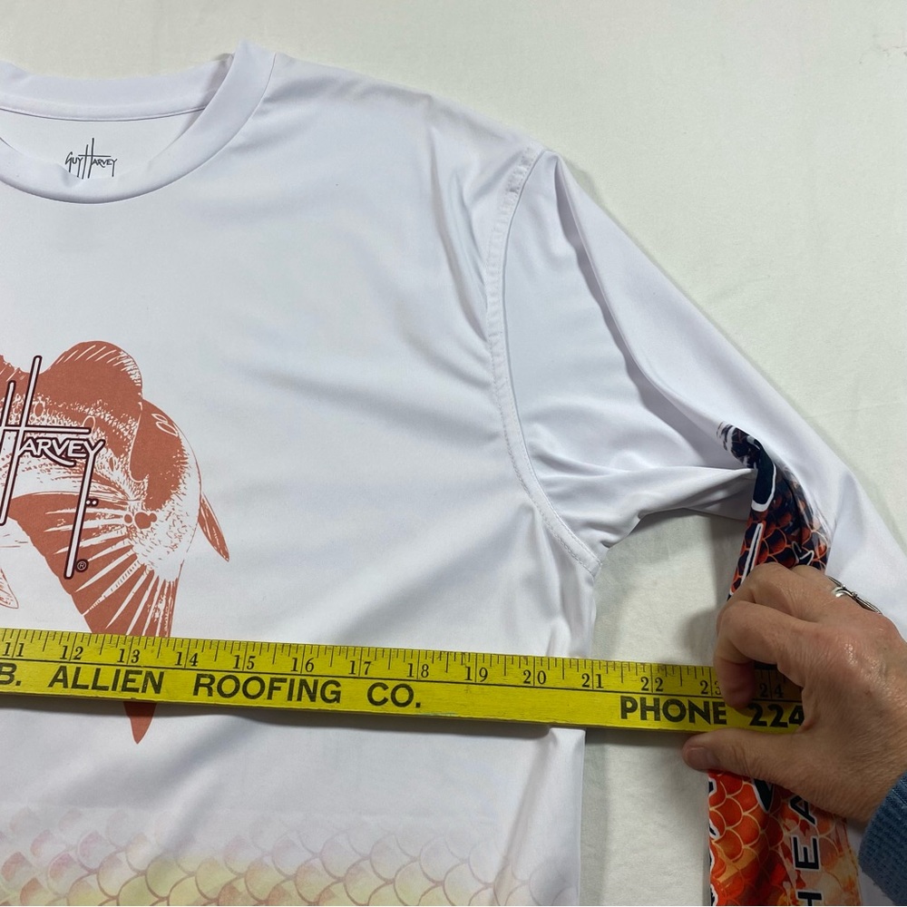 Guy Harvey Fishing Shirt White Orange Hammerhead lightweight breathable - Picture 3 of 6